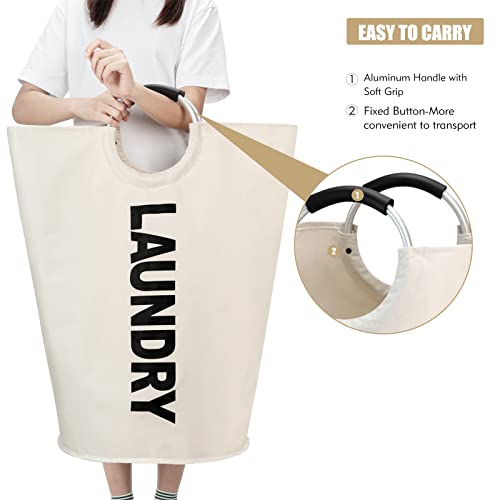 Maxsilan 90L Large Laundry Basket Bag, Collapsible Tall Hamper, Beige - color: Beige, size: 90L