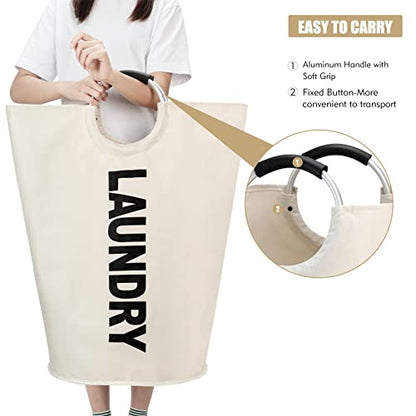 Maxsilan 90L Large Laundry Basket Bag, Collapsible Tall Hamper, Beige - color: Beige, size: 90L