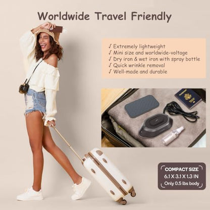 Newbealer Travel Iron Set, 100-240V Mini Dry Iron for Clothes (No Steam) - color: Brown