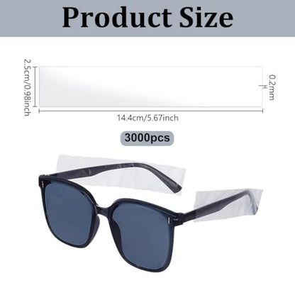 AHANDMAKER 3000pcs Transparent Plastic Eyeglass Sleeves for Eyeglasses Disposable Glasses Arm Cushion Protector Temple Tips Covers for Hair Dye Salon Home Use