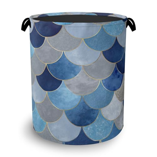Mermaid Fish Laundry Hamper,Dirty Clothes Laundry Basket with Handles Waterproof Oxford Cloth Storage Basket for College Dorms Bathroom Bedroom 16" x 20.8" - color: Mermaid Fish