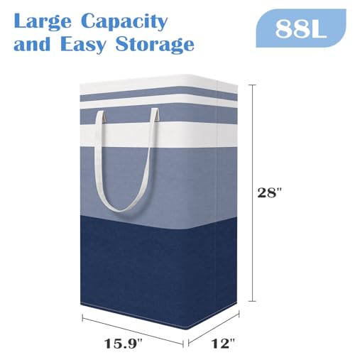 BlissTotes 3-Pack Laundry Basket, Collapsible Laundry Hamper, Blue, 88L - color: Blue, size: 88L