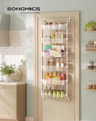 SONGMICS Over the Door Cabinet Organizer, 6-Tier Clear PET Baskets, 53 In H - color: Transparent