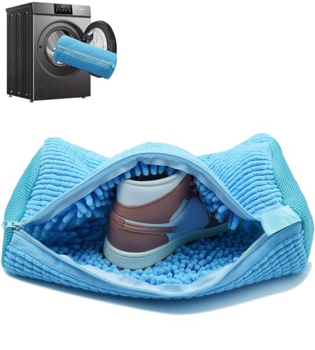 Shoe Washing Machine Bag Reusable Zippered Laundry Shoe Cleaning Bag For Household Machine Wash Dry Multifunctional (Blue-1pcs) - color: Blue-1pcs