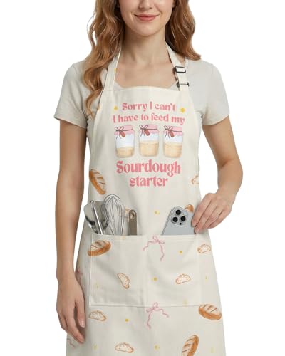 Women Apron, Cute Kitchen Aprons for Women, Girls - color: Cream Sourdough