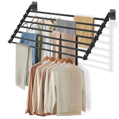 Wall Mounted Clothes Drying Rack 28 Inch – Foldable Laundry Drying Rack for Wall Mount, Space Saving Indoor Drying Rack for Clothes, Compact & Sturdy Design