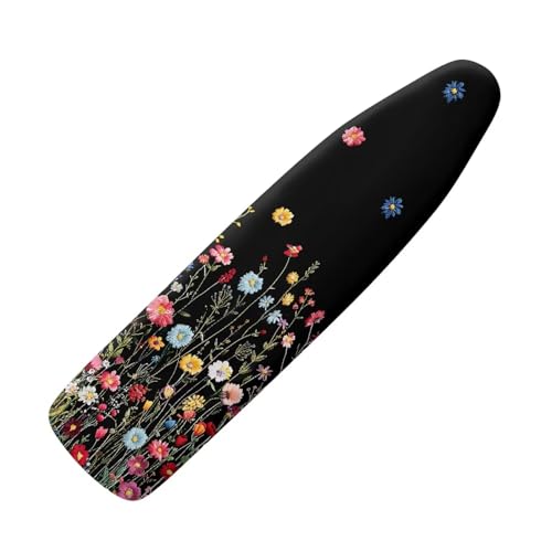 Colorful Floral Iron Board Cover with Scorch Resistant Thick Snug Padding, Standard Size Ironing Decoration with Hook and Loop - color: Colorful Floral
