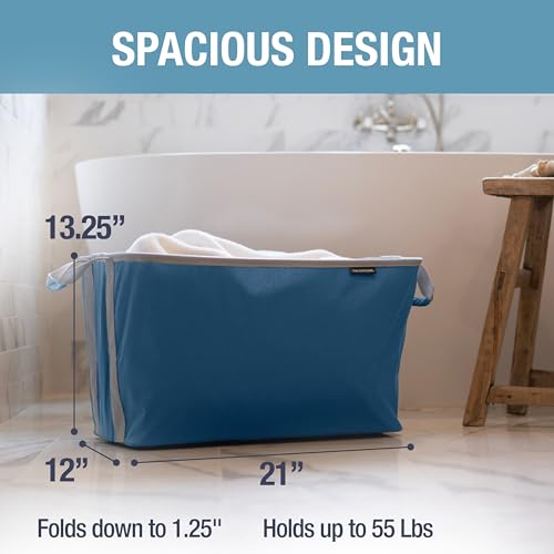 CleverMade Collapsible Laundry Baskets, 60L 2 Pack, 55 lb, Pop-Up, Denim - color: Denim Gray