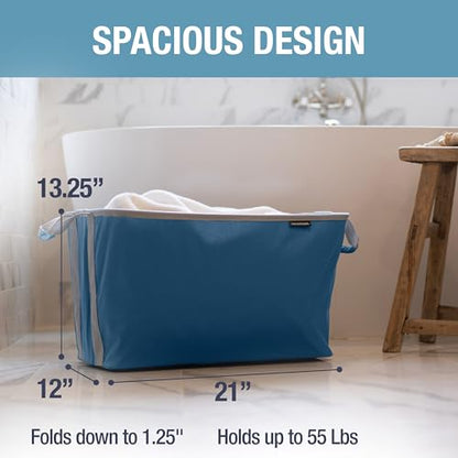 CleverMade Collapsible Laundry Baskets, 60L 2 Pack, 55 lb, Pop-Up, Denim - color: Denim Gray
