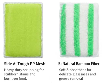 Scrub Sponges for Dishes, Non-Scratch Scrubbing Sponges for Kitchen - Dual-Sided Scouring Pads for Heavy Duty Cleaning - Sustainable Cellulose & Durable Fiber (12Pack)