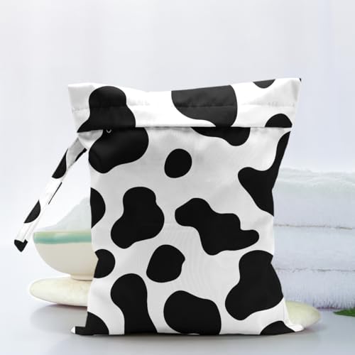 Waterproof Cloth Diaper for Baby Reusable Wet Dry Bag for Travel Beach - color: DairyCow