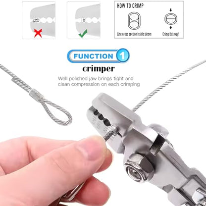 Wire Rope,Equipped with Crimping Pliers,1/16 Wire Rope, Aircraft Cable,304 Stainless Steel Cable,7x7 Strand Core 196FT,368lbs Breaking Strength - size: 1/16 inch 196FT, style: 1/16 inch
