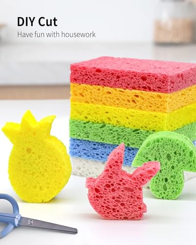 6 Pack Green Cellulose Scrub Sponges Non-Scratch Heavy Duty for Kitchen - color: Green, size: 6 Count (Pack of 1)