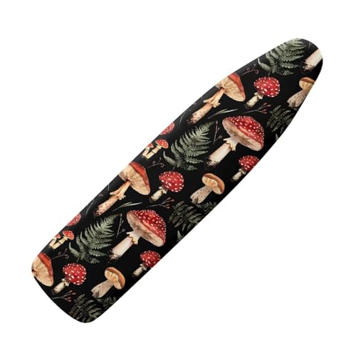 Mushroom Print Ironing Board Cover, Tropical Leaves Printed Iron Board Cover with Elastic Edge, Dirt Heat Resistant, Standard Size Ironing Board Covers, Home Decorations - color: Mushroom Tropical Leaves - Multi
