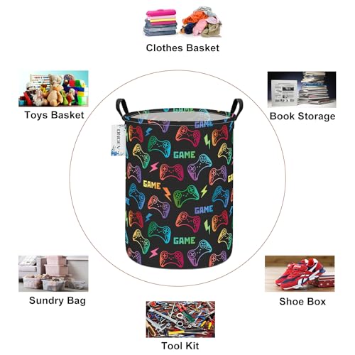 Round Collapsible Game Controller Laundry Hamper for Adults and Kids - color: Round GAME