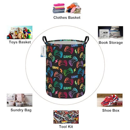 Round Collapsible Game Controller Laundry Hamper for Adults and Kids - color: Round GAME