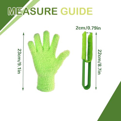 Plant Leaf Cleaning Set Include 1 Dusting Glove and 1 Leaf Cleaner Tong with 2 Separate Cloth Covers, Washable Reusable Microfiber Sleeves and Gloves, for House Plants, Window Blind
