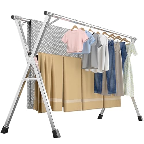 Folding Stainless Steel Laundry Drying Rack 63 Inches - size: 63''