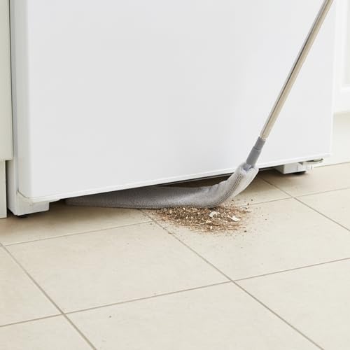Flat Gap Dust Cleaner with Extendable Pole, Bafezoze Retractable Under Appliance Duster with 2 Washable Microfiber Pads, Slim Flexible Gap Mop for Cleaning Under Bed Sofa Cabinet Refrigerator Gray - size: Gap Duster Gray 2PCs