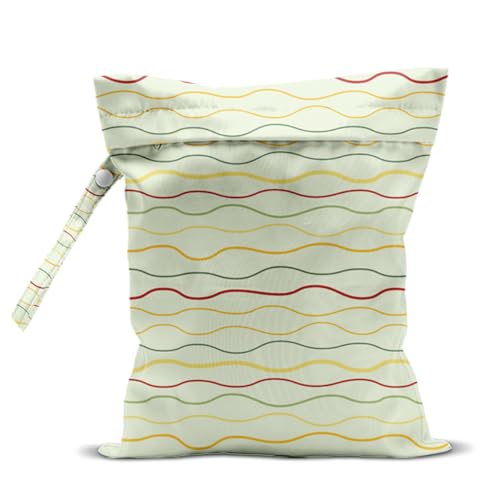 Wet Bag for Swimsuit, Beach Travel Essentials Wet Dry Bag, for Sunscreen Toiletry Dirty Clothes Yoga Gym Diaper, Friends Summer Beach Vacation Gifts. Colorful wavy stripes - color: Colorful Wavy Stripes