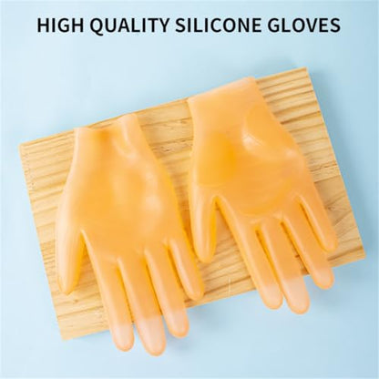 vodvob reusable silicone gloves, finger protectors for epoxy resin casting DIY crafts, household cleaning gloves - color: Orange