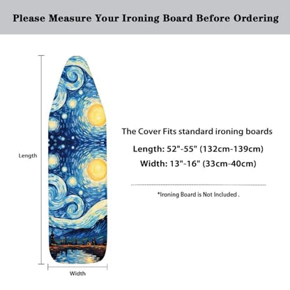 Flashideas Starry Night Ironing Board Cover and Pad- 52" x 13" Iron Board Cover with Padding Fits Standard Size, Iron Board Cover Accessories - color: Starry Night
