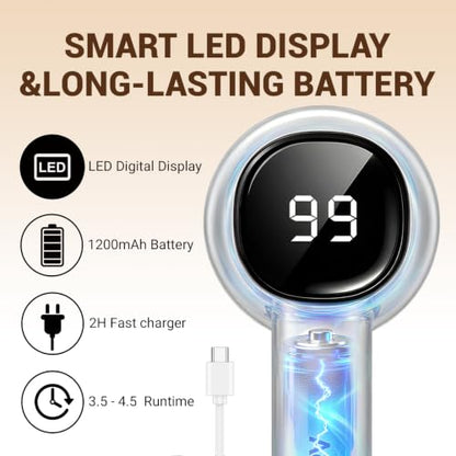 Fabric Shaver, 3 in 1 Lint Remover with Hair Remover Brush & Lint Rollers, Digital Led Display, 3 Speeds with Replaceable Blades, Remove Pilling for Clothes, Furniture, Sweater, Couch, Blanket, Pet - color: Gray