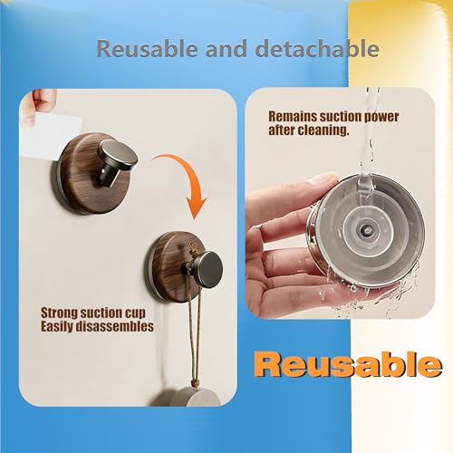 Strong Vacuum Suction Cup Hooks, Reusable Flip the Lock Lever Wall Hooks, Waterproof Removable Silver Hooks for Bathroom Kitchen Home Bedroom Wardrobe,2-Pack,Walnut+Black (BXP-6247-8-2) - style: BXP-6247-8-2