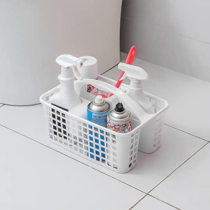 Portable Shower Caddy Basket Plastic Storage Basket with Compartments White - color: White