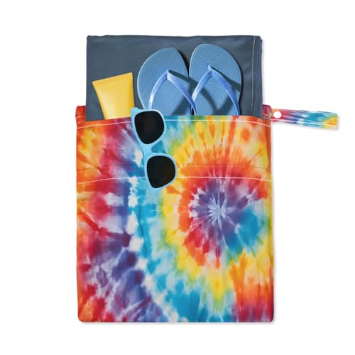 Pardick Wet Bag 2Pcs Wet Dry Bag Waterproof Travel Laundry Bags Tie Dye Swimsuit Bags Storage Cloth Diaper Bathing Suit 0rganizer for Beach,Pool - color: Tie Dye