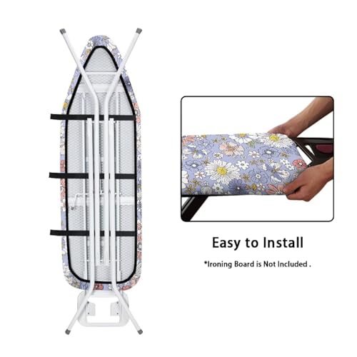 Daisy Print Ironing Board Cover Pretective Covers 15x54 Inch Standard Ironing Board Cover with Elastic Edge and Hook and Loop Fasteners Scorch and Stain Resistant Cotton - color: Daisy Print
