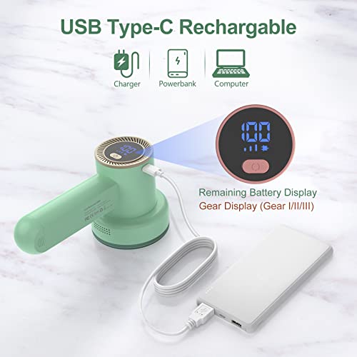 HOMEASY Fabric Shaver, Rechargeable Lint Remover for Clothes Green - color: Green
