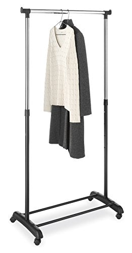 Whitmor Deluxe Adjustable Garment Rack-Rolling Clothes Organizer,Black and Chrome, 18.5" D x 33" W x 66" H - color: Black and Chrome - 18.5 x 33 x 66 inch