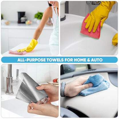 AIDEA Red Microfiber Cleaning Cloth Roll-50PK, Paper Towels 11.5"×11.5" - color: Red