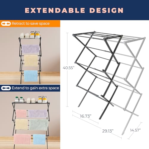 happhom Clothes Drying Rack, Foldable Drying Rack Clothing, Laundry Drying Rack, Expandable and Collabsible Drying Rack, Free-Standing Large Clothes Dryer, Space Saving Indoor&Outdoor, Silver - style: Drying Rack
