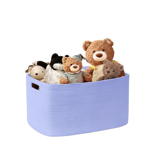 45L Small Woven Laundry Basket Hamper with Handles, Blue Purple - color: Blue Purple, size: 45L