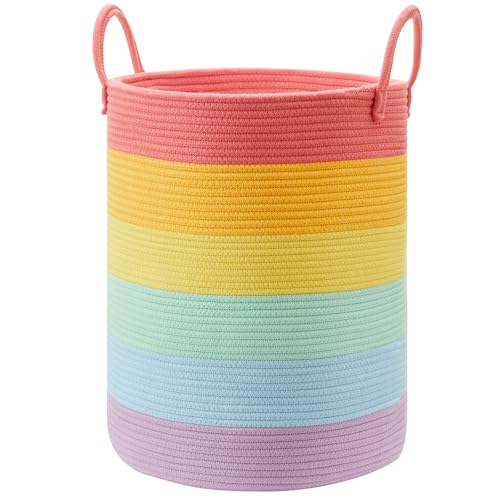 60L Rainbow Laundry Basket Hamper for Baby Girls Kids Nursery - color: Rainbow, size: Large (60L)