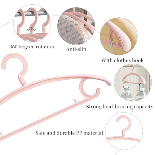 Plastic Clothes Hanger, Extra Thick Plastic Wide Shoulder Adult 360 Degrees Rotate Slip Resistant Standard Clothing Hanger Ideal for Everyday Use Pink 10 Pack - color: Pink 1.3inch Width