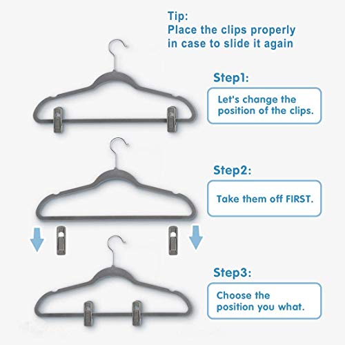 TOFIIGREM Grey Velvet Clips - 20 PCS Non Slip Clips for Slim Velvet Hangers - color: Gray, size: 20pc