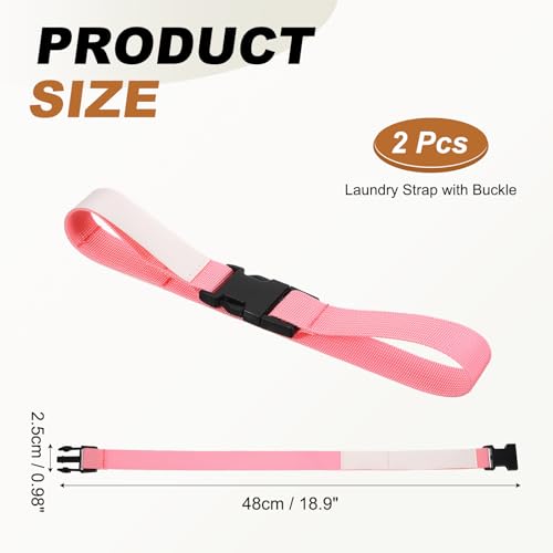 uxcell 2 Pcs Laundry Strap with Buckle, Multipurpose Laundry Strap Replacement Wash Care Utility Household Cleaning Loop Athletics Accessories Tools Storage, Pink - color: Pink