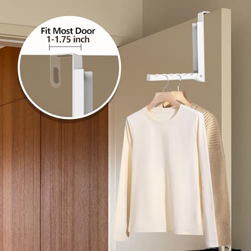 Uenhoy Foldable Over The Door Hanger Hooks for Clothes, Coat Hanger, White