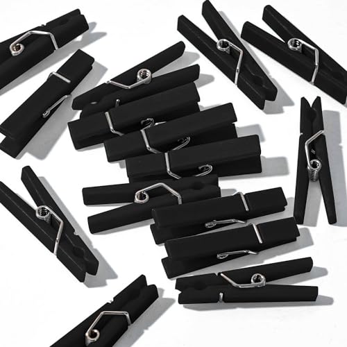 60Pcs Mini Clothespins for Baby Shower Games Black Clothes Pins 1.4 Inch - color: Black