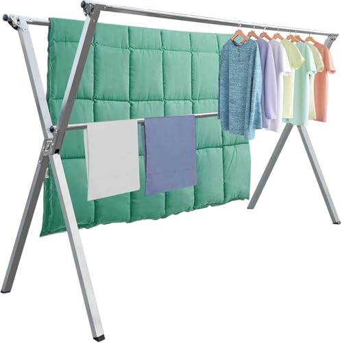AZK Clothes Drying Rack Extendable Laundry Drying Rack with 20 Hooks - size: 79.55 inches