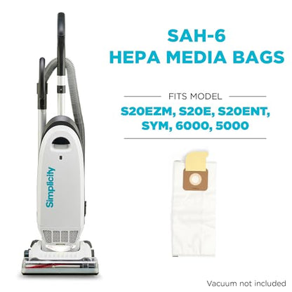 Simplicity Vacuum Bags Type A, SAH-6 Hepa Vacuum Replacement Bags, 6-Pack - size: Pack of 6