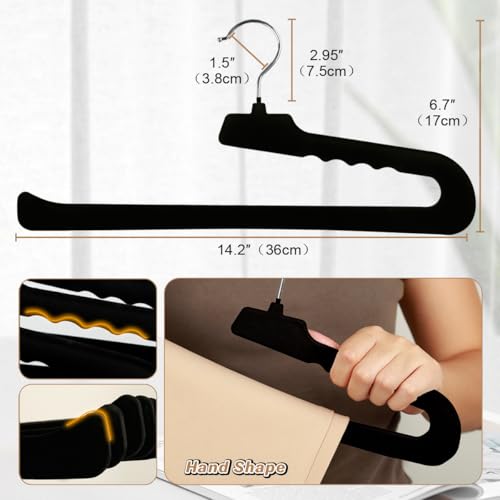 Velvet Pant Hangers Open End,8 Pack Non Slip Black Felt Trouser Hangers - color: Black