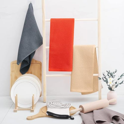 Homaxy 100% Cotton Waffle Weave Kitchen Dish Towels 4-Pack, Apricot - color: Apricot, size: 13 X 28 - 4 Pack