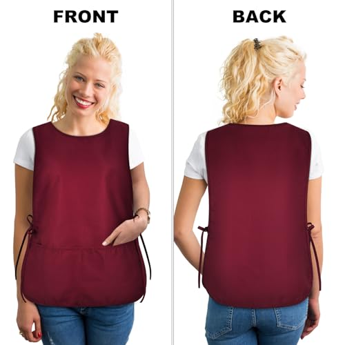 TFTAFAN Cobbler Apron Unisex Waterproof Apron with 2 Deep Pockets Art Smock for Painting Cleaning Artiest Apron work kitchen - color: Black,maroon and Navy Blue