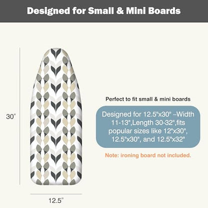 UniSimp Small Ironing Board Cover and Pad 12.5"x30" Small Iron Board Cover with Padding,Tabletop Mini Ironing Board Cover and Pad Small Size, Cotton Canvas, Heat Resistant, Drawstring Closure Foliage - color: Foliage, size: 12.5" x 30"
