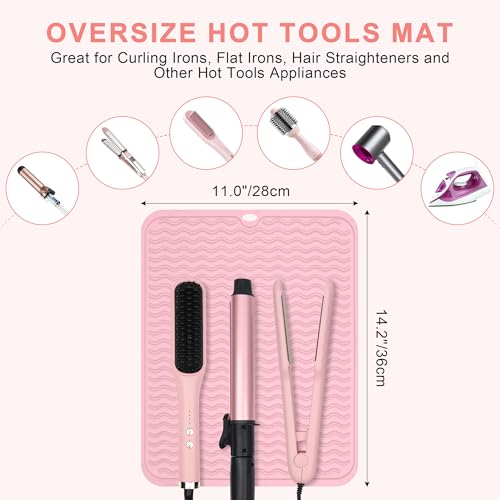Oversize Silicone Heat Resistant Mat for Hair Tools - color: Pink