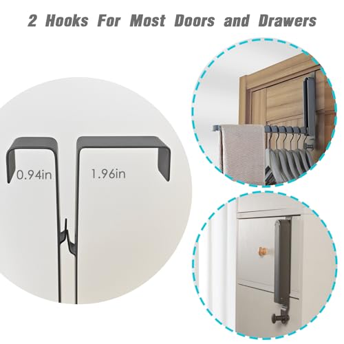 Over The Door Drying Rack for Clothes - 2 Brackets for Different Door Thickness - All Metal Fold Away Clothes Rails (Space Grey) - color: Grey/2 Brackets